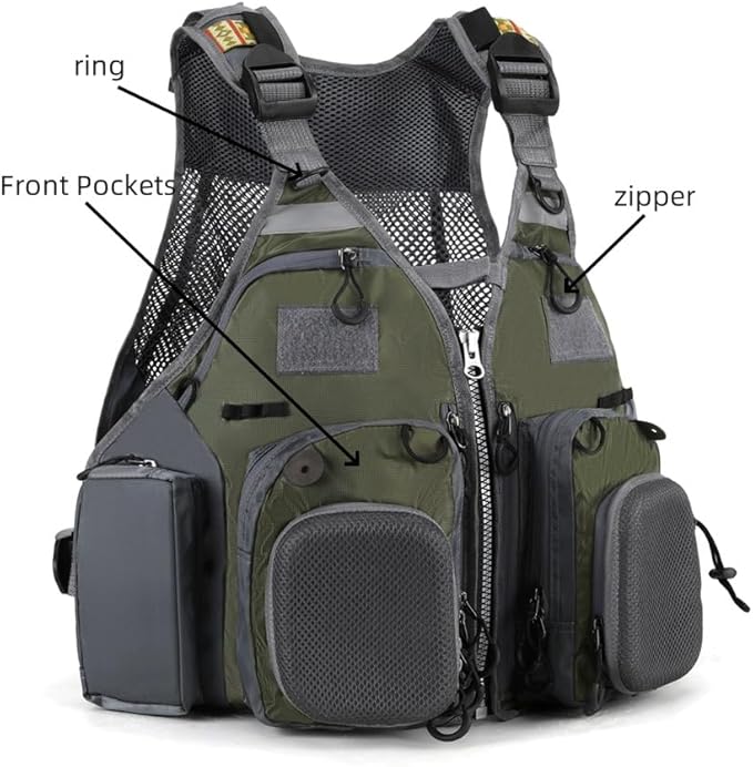 Adult fishing vest, adjustable size, suitable for both men and women