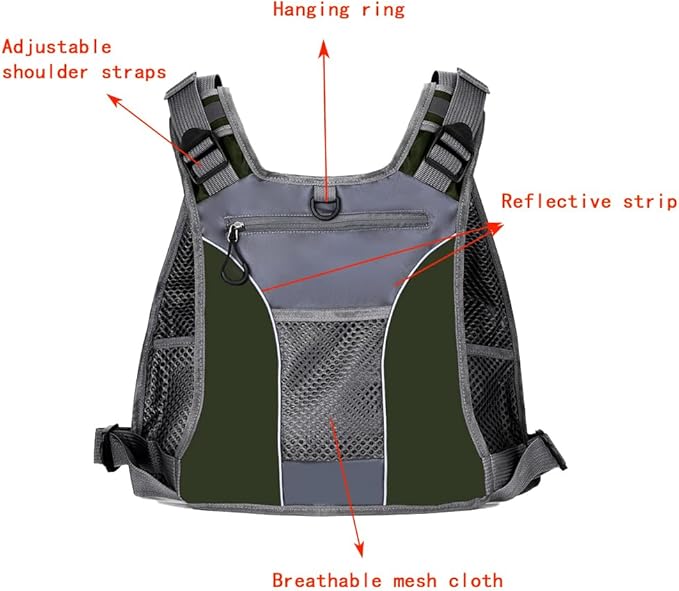 Fishing Vest for Outdoor Use Suitable for Perch and Trout Stream Fishing, Lightweight Equipment for Men and Women