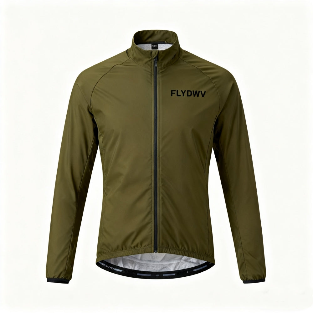Men's Cycling Jacket Lightweight Windbreaker, Full-Zip Stand Collar Long Sleeve Bike Running Shell, Breathable Training Outerwear