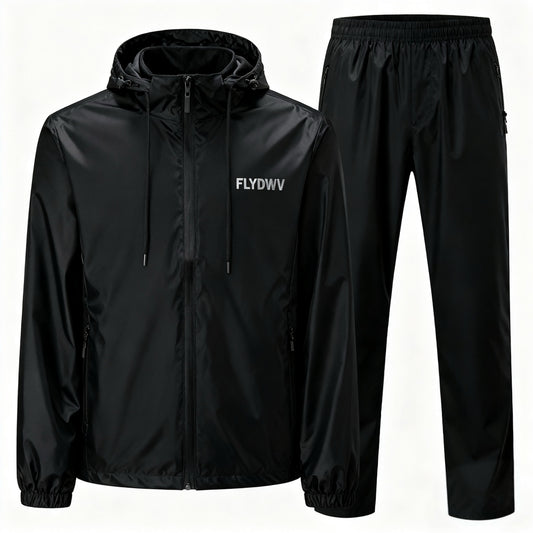 Men's Lightweight Hooded Rain Suit, Quick-Dry Windbreaker Jacket & Pants Set, Water-Resistant Packable Outdoor Gear for Fishing, Hiking & Cycling