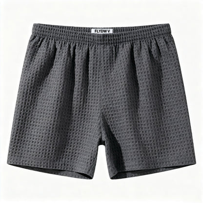 Men’s Waffle Textured Swim Trunks, Elastic Waist Beach Swim Shorts with Pockets, Quick Pull-On Bathing Suit (Charcoal Gray)