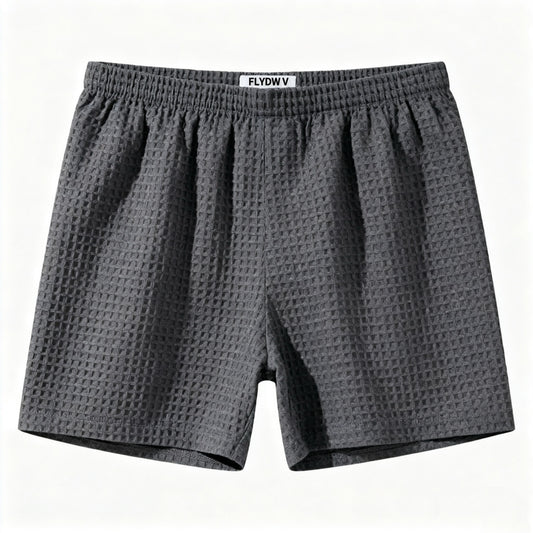 Men’s Waffle Textured Swim Trunks, Elastic Waist Beach Swim Shorts with Pockets, Quick Pull-On Bathing Suit (Charcoal Gray)