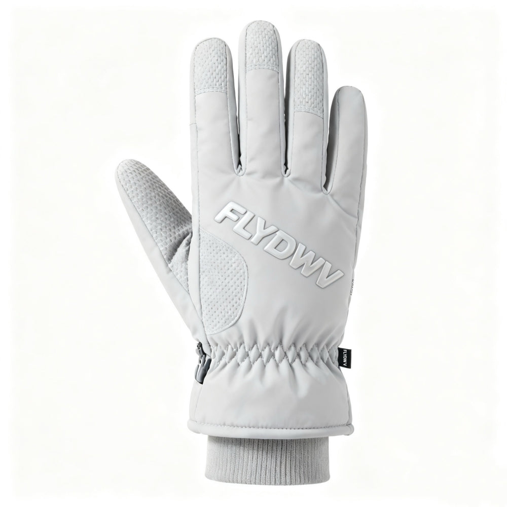 Winter Ski Gloves, Insulated Snow Gloves with Grip Palm, Side Zipper & Elastic Wrist, Warm Gloves for Skiing Snowboarding Hiking Commuting