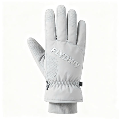 Winter Ski Gloves, Insulated Snow Gloves with Grip Palm, Side Zipper & Elastic Wrist, Warm Gloves for Skiing Snowboarding Hiking Commuting