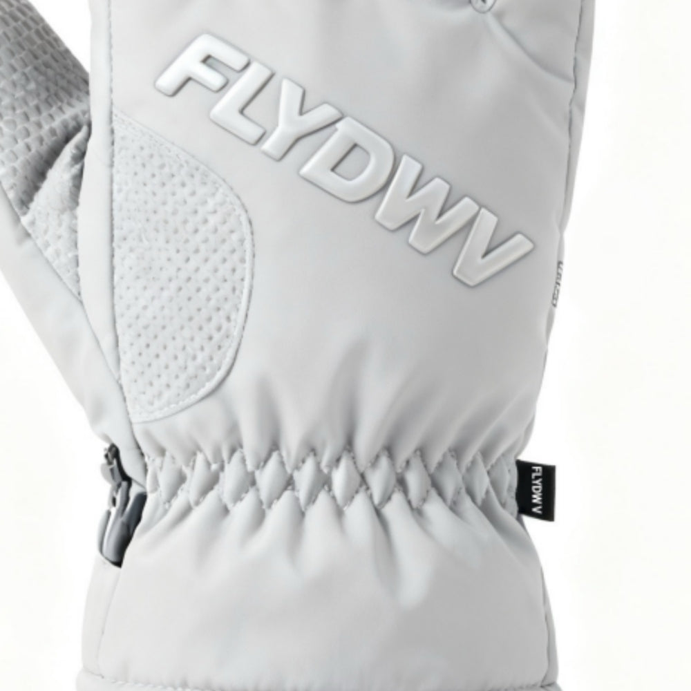 Winter Ski Gloves, Insulated Snow Gloves with Grip Palm, Side Zipper & Elastic Wrist, Warm Gloves for Skiing Snowboarding Hiking Commuting