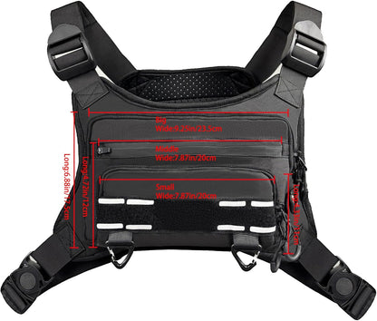 Breathable Chest Bag with Phone Pocket & Night Safety Strips—Ideal for Snowboarding, Cycling, Running, and Streetwear Style.