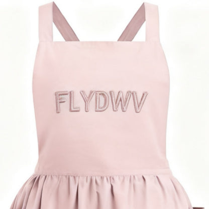 Women’s Apron Dress, Cross Back Pinafore Style with Pockets, Sleeveless A-Line Work Dress for Kitchen, Garden, Cafe, Blush Pink