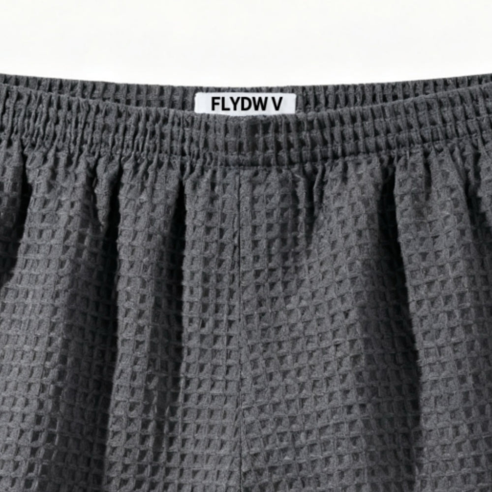 Men’s Waffle Textured Swim Trunks, Elastic Waist Beach Swim Shorts with Pockets, Quick Pull-On Bathing Suit (Charcoal Gray)