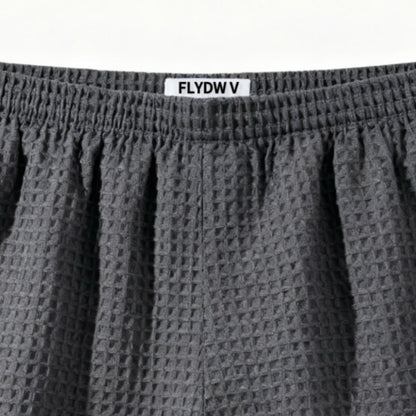 Men’s Waffle Textured Swim Trunks, Elastic Waist Beach Swim Shorts with Pockets, Quick Pull-On Bathing Suit (Charcoal Gray)