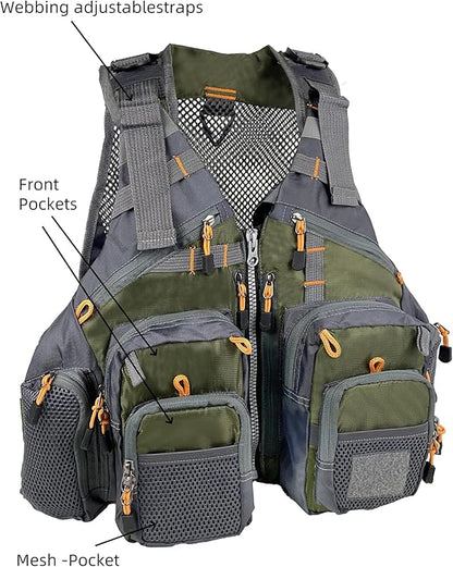 Fishing vest, breathable, multiple adjustable pockets, suitable for both men and women