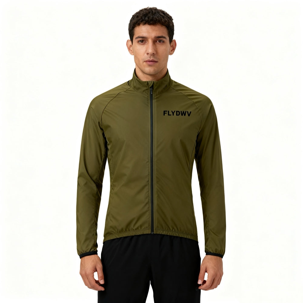 Men's Cycling Jacket Lightweight Windbreaker, Full-Zip Stand Collar Long Sleeve Bike Running Shell, Breathable Training Outerwear