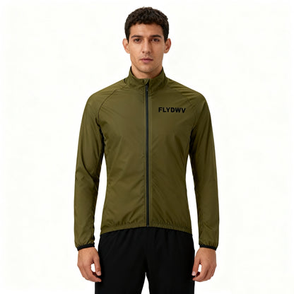 Men's Cycling Jacket Lightweight Windbreaker, Full-Zip Stand Collar Long Sleeve Bike Running Shell, Breathable Training Outerwear