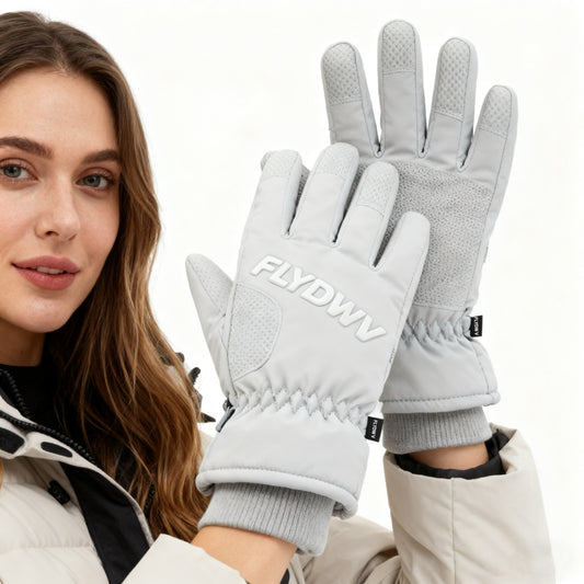 Winter Ski Gloves, Insulated Snow Gloves with Grip Palm, Side Zipper & Elastic Wrist, Warm Gloves for Skiing Snowboarding Hiking Commuting