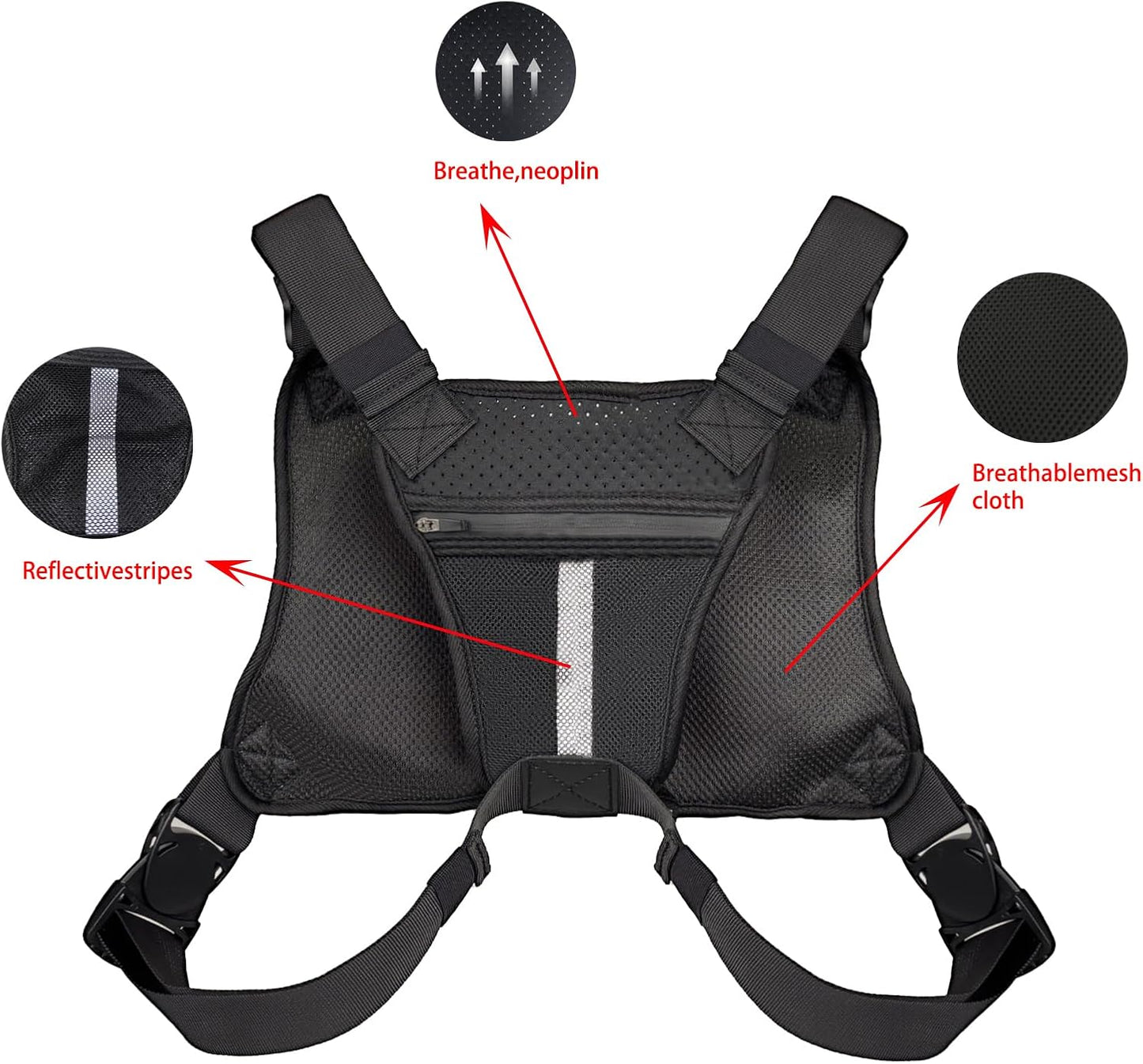 Breathable Chest Bag with Phone Pocket & Night Safety Strips—Ideal for Snowboarding, Cycling, Running, and Streetwear Style.