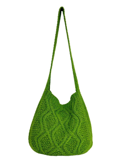 Women's Minimalist Solid Color Crochet Shoulder Bag, Simple Design Plain Crossbody Bag, Casual Fashionable Knitting Bag, Leisure Style Large Capacity Tote Bag For Women