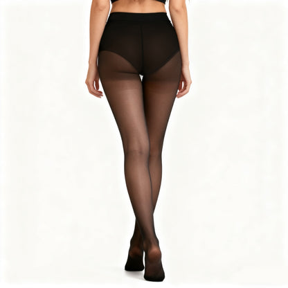 Women’s Sheer Pantyhose Tights, High Waist Transparent Nylon Stockings with Reinforced Toe, Everyday Hosiery (Black)