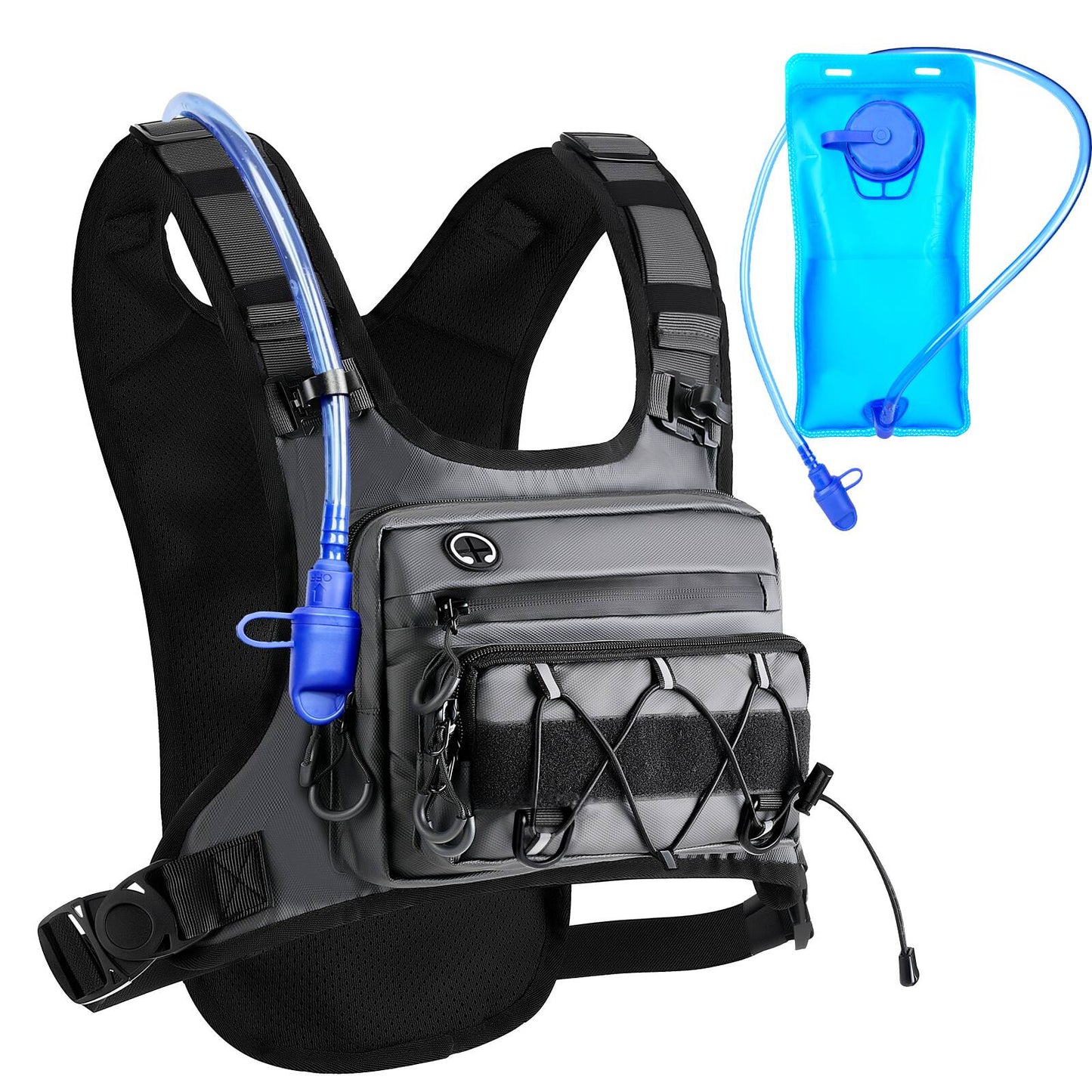 Running Vest 2L Water Bag is Suitable for Cycling, Mountain Reflective,Lightweight Breathable,Equipped Adjustable Shoulder Strap Phone Pocket for Men's and Women's Cross-Country Running