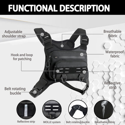 Breathable Chest Bag with Phone Pocket & Night Safety Strips—Ideal for Snowboarding, Cycling, Running, and Streetwear Style.