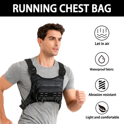 Breathable Chest Bag with Phone Pocket & Night Safety Strips—Ideal for Snowboarding, Cycling, Running, and Streetwear Style.