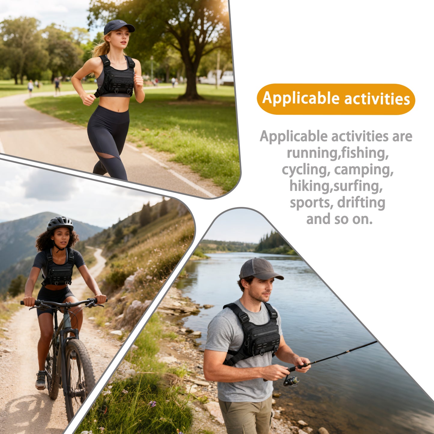 Breathable Chest Bag with Phone Pocket & Night Safety Strips—Ideal for Snowboarding, Cycling, Running, and Streetwear Style.