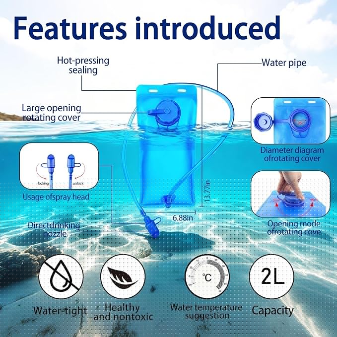 Running Vest 2L Water Bag is Suitable for Cycling, Mountain Reflective,Lightweight Breathable,Equipped Adjustable Shoulder Strap Phone Pocket for Men's and Women's Cross-Country Running